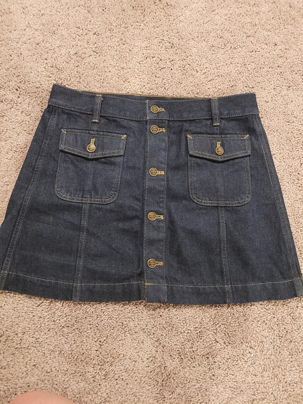 J. Crew Preppy Dark Blue Denim Button-Front Mini Skirt